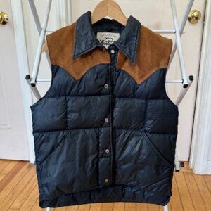Vintage Cowboy Woolrich nylon and suede down vest
